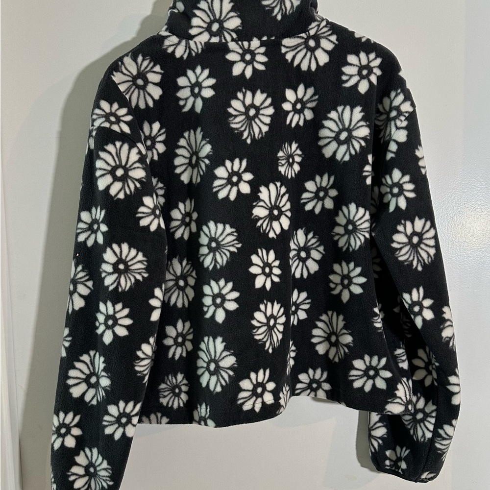 Billabong Black and White Teddy Jacket with Floral Print